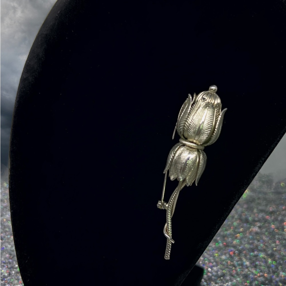 Vintage Set Scottish Thistle Brooch/Boutonnière/Corsage with  Clip-On Earrings - Picture 3 of 6